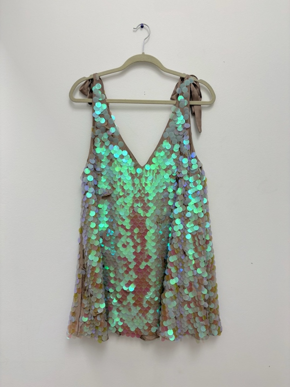 Free Poeple Metallic Iridescent Plate Mini Dress Size S